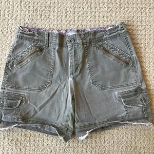 Free People Army Green Cotton Shorts